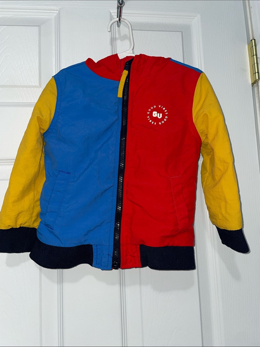 Kids Colorblock Hooded Jacket - Blue/Red/Yellow